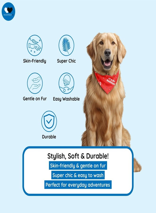 W Dog Bandana Collar Adjustable by W | This Beautiful Gorgeous Design Dog Collar Bandana Scarf is Perfect Styling Accessory for Dogs (L, BarkDay Red) - Image 4